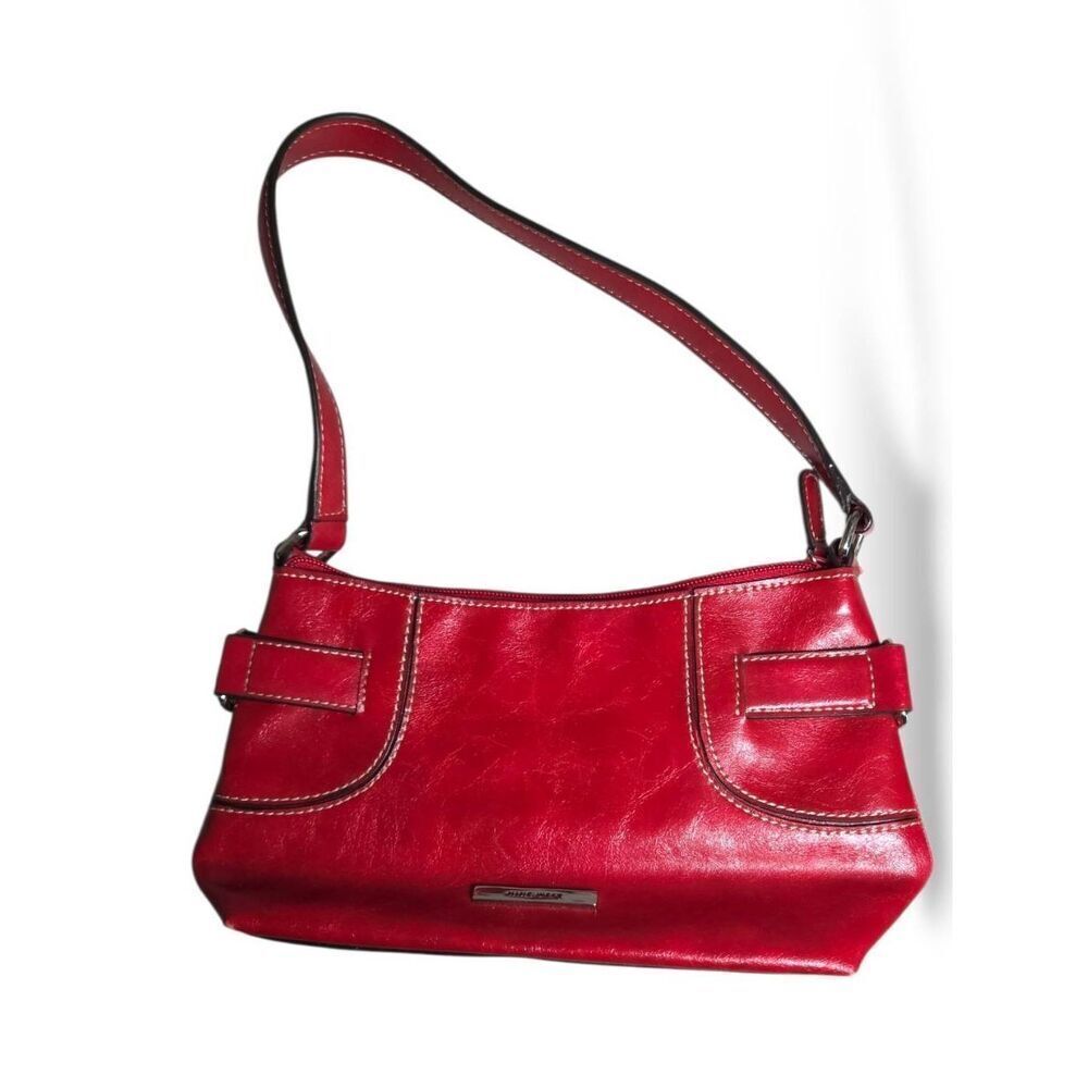 Nine West Red Patent Baguette Bag | Y2K Vintage Glossy Shoulder Bag